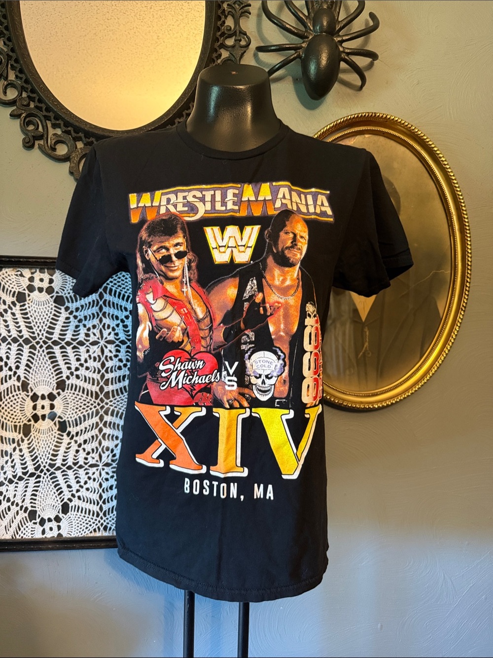 WrestleMania XIV Black Graphic Tee featuring Shawn Michaels & Stone Cold
